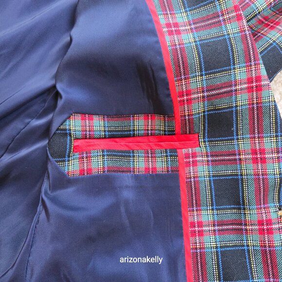 NWOT J. Crew Shrunken Blazer in Black Stewart Tartan Plaid Wool Blend 0 - Picture 11 of 16